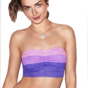 PINK Victoria’s Secret Lavender Purple & Light Pink Lace Bandeau Size Large NWOT